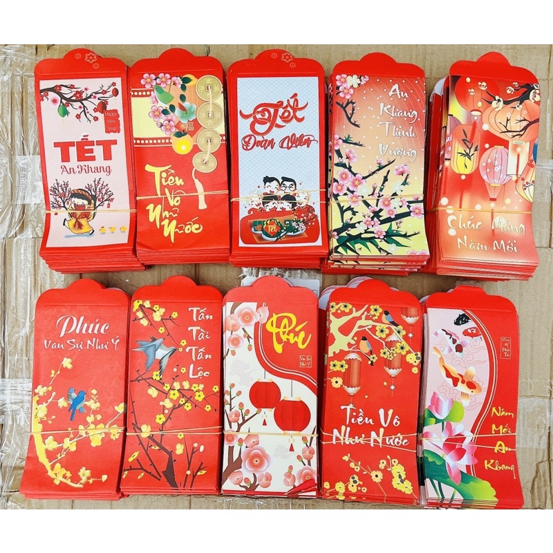 Sỉ 230 đ-Combo 50 Bao lì xì Truyền thống tết Quý Mão 2023