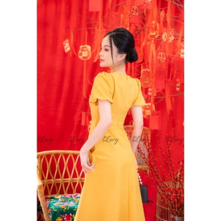 Đầm xoè Ruby 7430 tiểu thư phối hoa váy Lucy