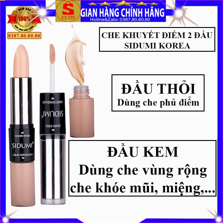 Kem che khuyết điểm 2 đầu loại tốt chính hãng Sidumi hàn quốc Cây che mụn nốt ruồi sẹo môi mắt dạng thỏi cho da dầu mụn