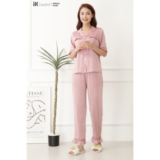 Bộ lụa cộc tay quần dài IK 0859