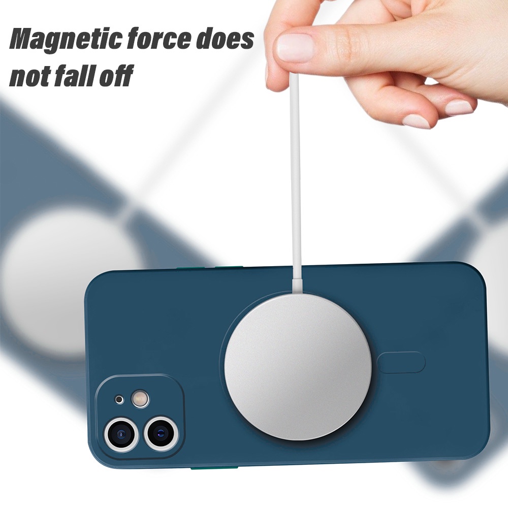 Miếng Dán Silica Gel Tròn Bằng Kim Loại Tự Dính Cho Sạc Điện Thoại iPhone 12 13 14 Đứng