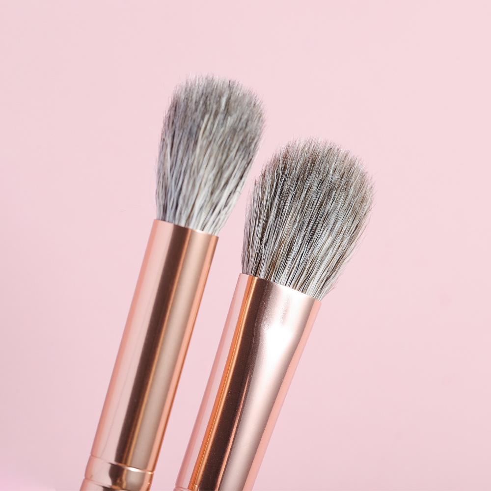 Set 9 Cọ Trang Điểm Mắt &amp; Lông Mày Màu Hồng