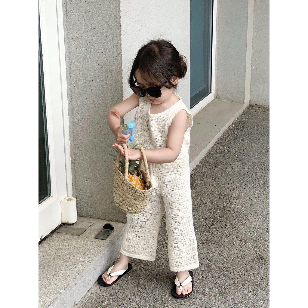 Set len dệt kim mùa xuân 2023 dễ thương cho bé gái