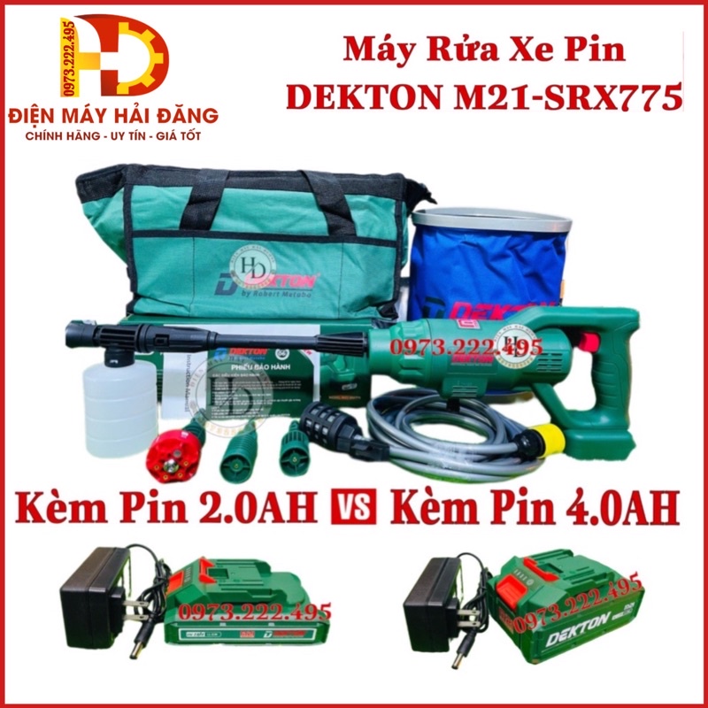 Máy rửa xe pin DEKTON mẫu mới cực mạnh 21V 180W M21-SRX775.Áp Lực Cao 35Bar Cực Mạnh.Mẫu Mới 2023.Bh 12T