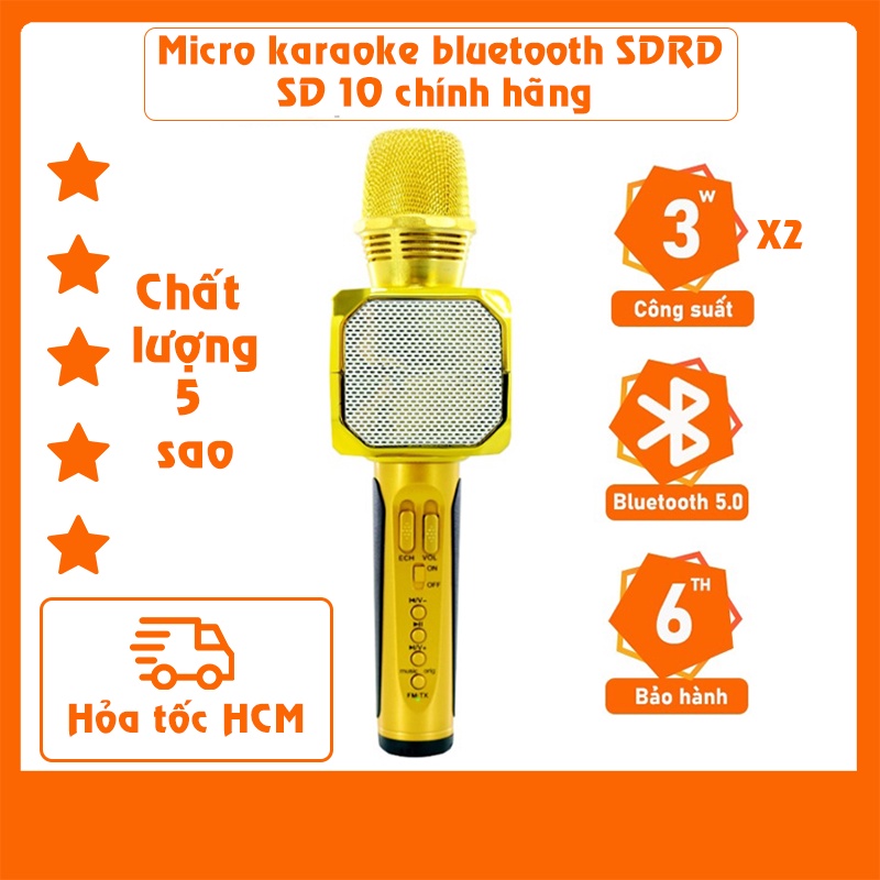 Micro Karaoke Bluetooth SDRD SD 10 chính hãng hút âm tốt, micro không dây hát karaoke, nâng tone, lọc âm, chống nhiễu