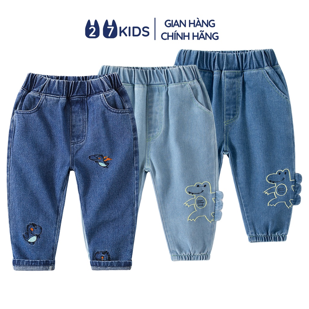 Quần jean dài bé trai 27Kids WELLKIDS bò mềm lưng chun nam cho trẻ từ 2-10 tuổi BLJE1