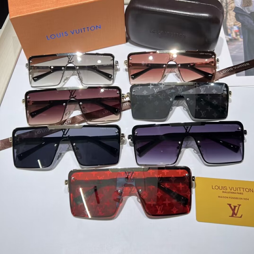 Kính Mát Gọng Vuông Chống Nước In Dấu Chân Mày Mẫu Mới 2023LV Dành Cho Nam Và Nữ