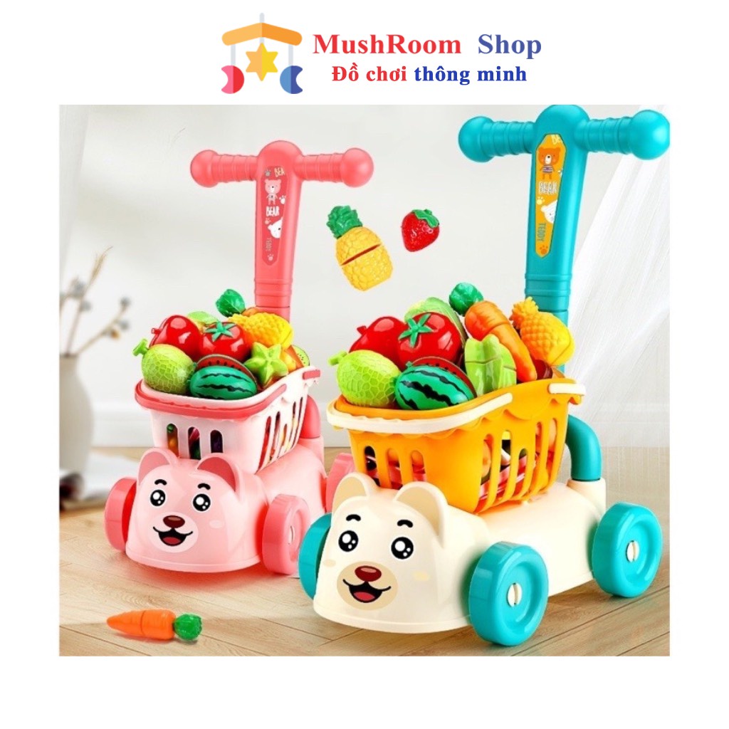 Đồ Chơi Xe Đẩy Siêu Thị MUSHROOM Kèm Phụ Kiện Dành Cho Bé