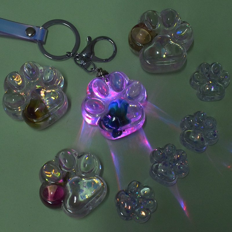 Khuôn Silicone Làm Móc Khóa Bằng Pha Lê Epoxy UV Hình Dấu Chân Mèo