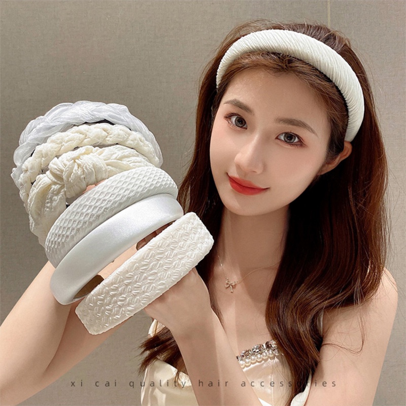 【Bờm Tóc】Băng đô Cài Tóc Rửa Mặt Đa Năng Màu Trắng Thời Trang Hàn Quốc Cho Nữ