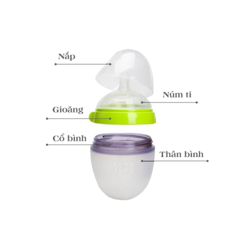 Bình Sữa Comotomo Chất Liệu Silicone Cao Cấp, Mềm Mại Cho Bé