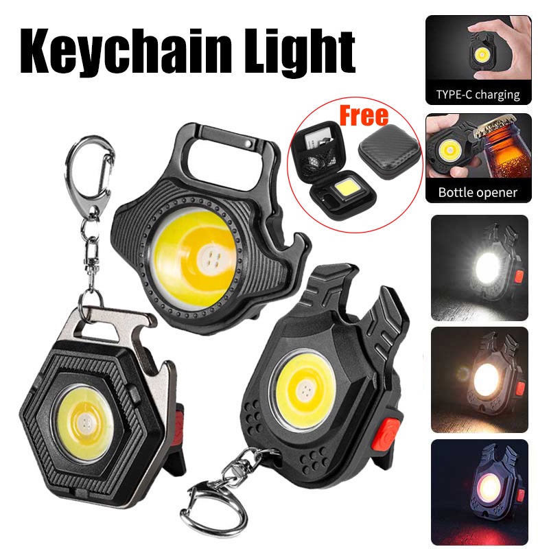 1 Bộ Đèn LED COB / Đèn Pin Mini 3 Chế Độ Kèm Móc Khóa Chống Nước Có Thể Sạc Lại Bằng Cổng USB Dùng Khi Đi Cắm Trại / Leo Núi / Sinh Tồn