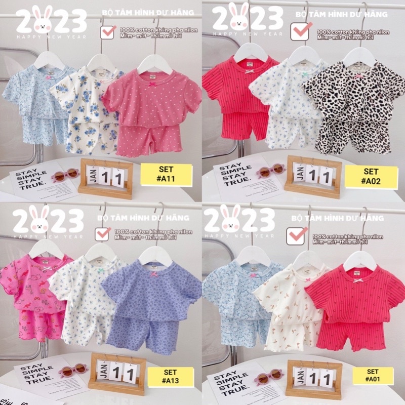 SET 3 BỘ TĂM HÌNH CỘC TAY XUẤT DƯ CHO BÉ