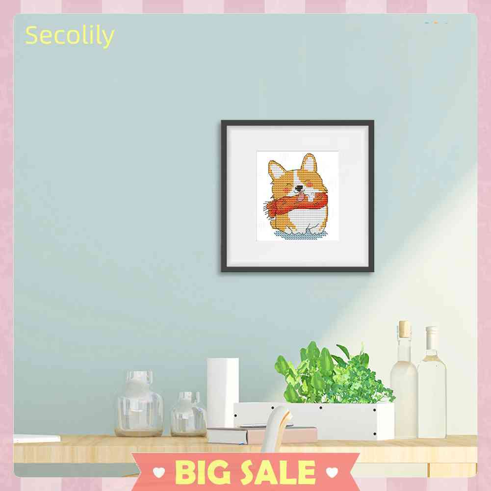 Mới Bộ Tranh Thêu Chữ Thập 14CT DIY Hình Chú Chó Cười Đang Cười