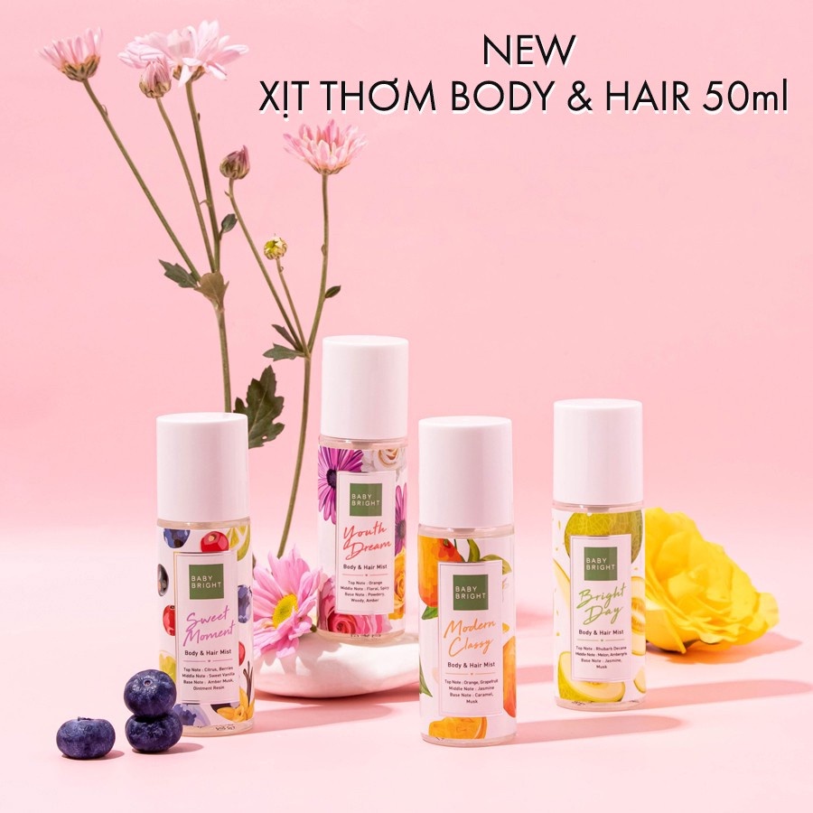 Xịt Thơm Baby Bright Body Mist So Cute Hương Vani - Xịt Thơm Toàn Thân, Quần Áo 20ml