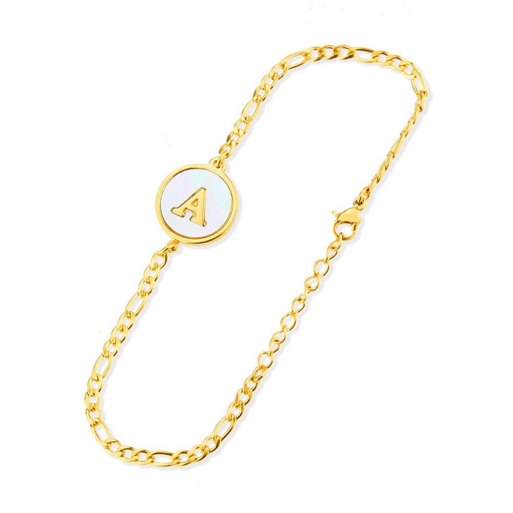 Vòng Tay Vỏ Sò Mặt 26 Chữ Cái A-Z Bằng Thép Titan Thời Trang Cho Nam Và Nữ