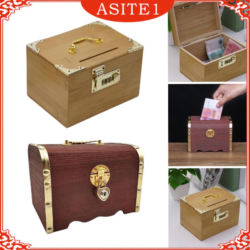 Hộp Đựng Trang Sức Bằng Gỗ Có Nắp Khóa Hình Con Heo Phong Cách Retro