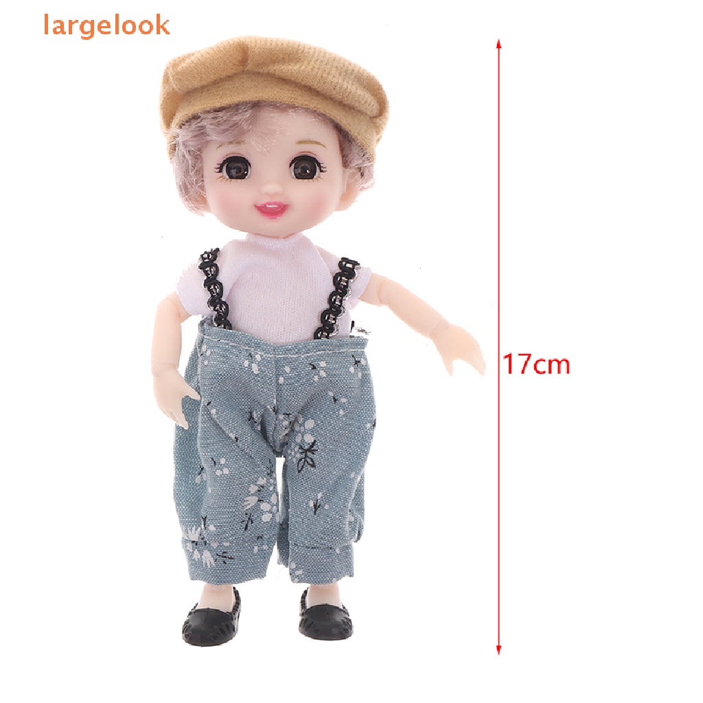 Búp Bê Bé Gái Mắt To 3D Có Khớp Cử Động 17Cm DIY 13Cm