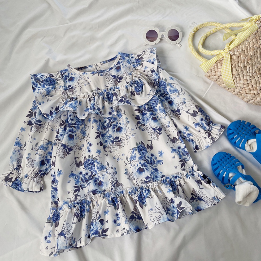 Cô gái bay tay váy mùa xuân và mùa thu váy trẻ em phiên bản hàn quốc phong cách cổ điển váy công chúa