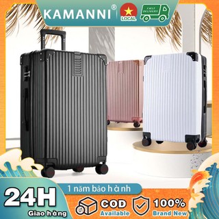 【KAMANNI】Vali kéo , NHỰA DẺO đồng màu, ABS+PC , bánh xe siêu mượt ,size 20, size 24