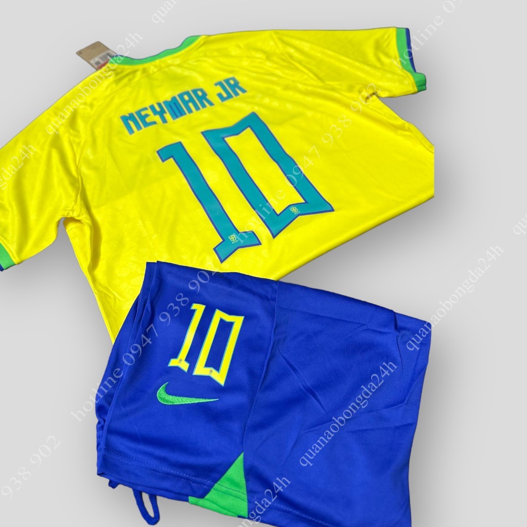 Bộ quần áo đá Banh ĐT Brazil in tên số Neymar Jr mùa giải WC 2022 _ Hàng cao cấp Thailand