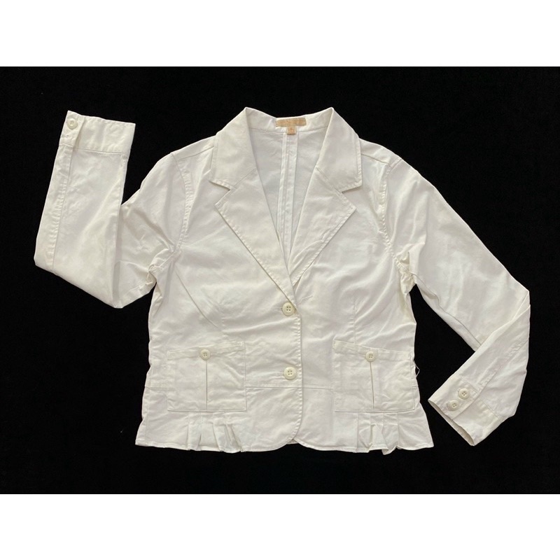 Áo khoác vest kaki dáng ngắn màu trắng Nino.maxxx (Size XL/ Dơ nhẹ)