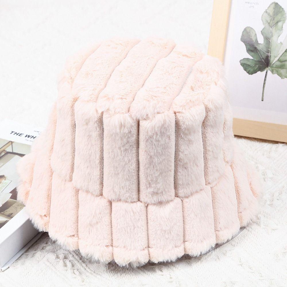 Mũ Bucket Chất Liệu Lông Giả Ấm Áp Thời Trang