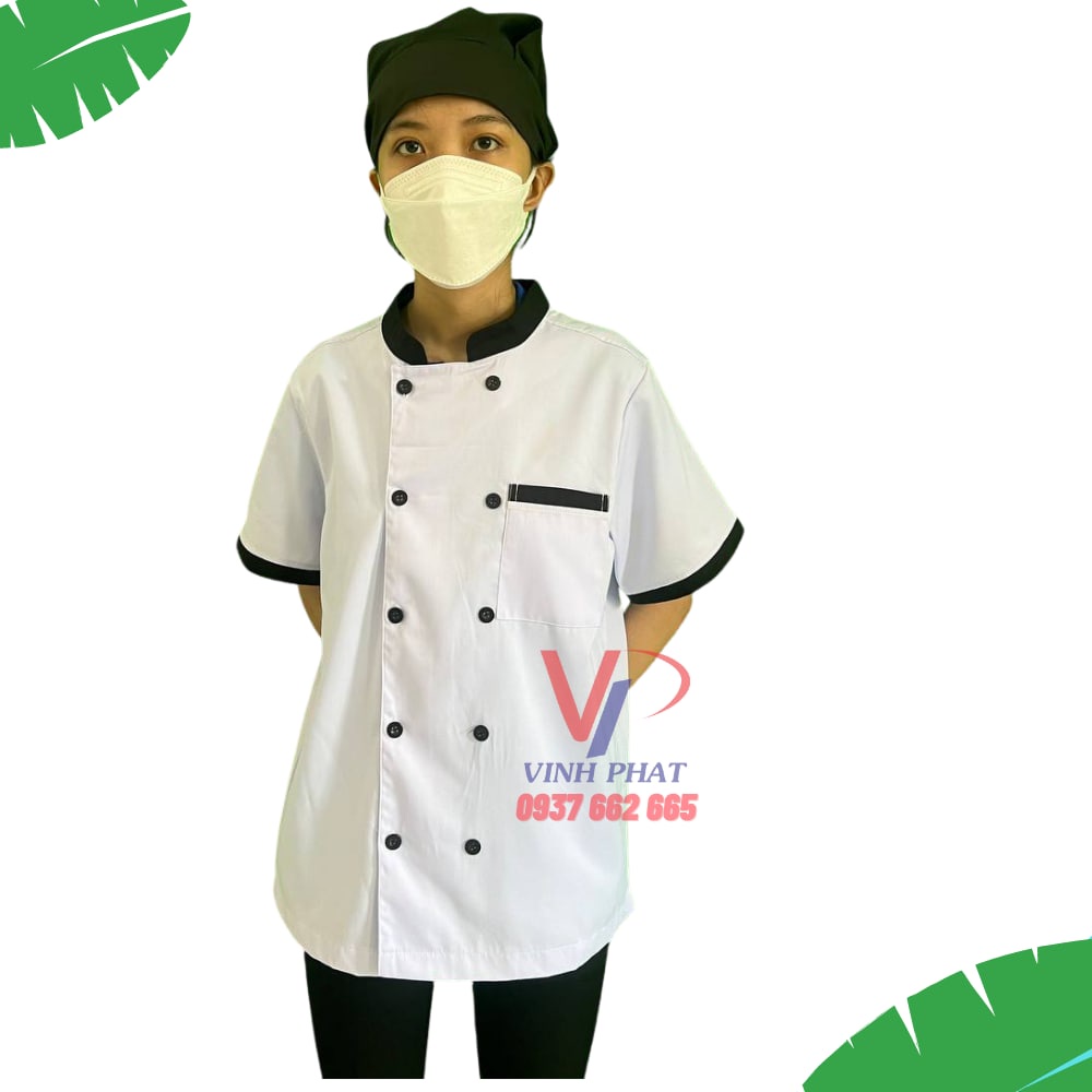 Áo Bếp Tay Ngắn Nam Nữ Đủ Màu Đồng Phục Bếp Nhà Hàng, Quán Ăn Cổ Phối Viền Đẹp Mắt - Có Nhận In Logo