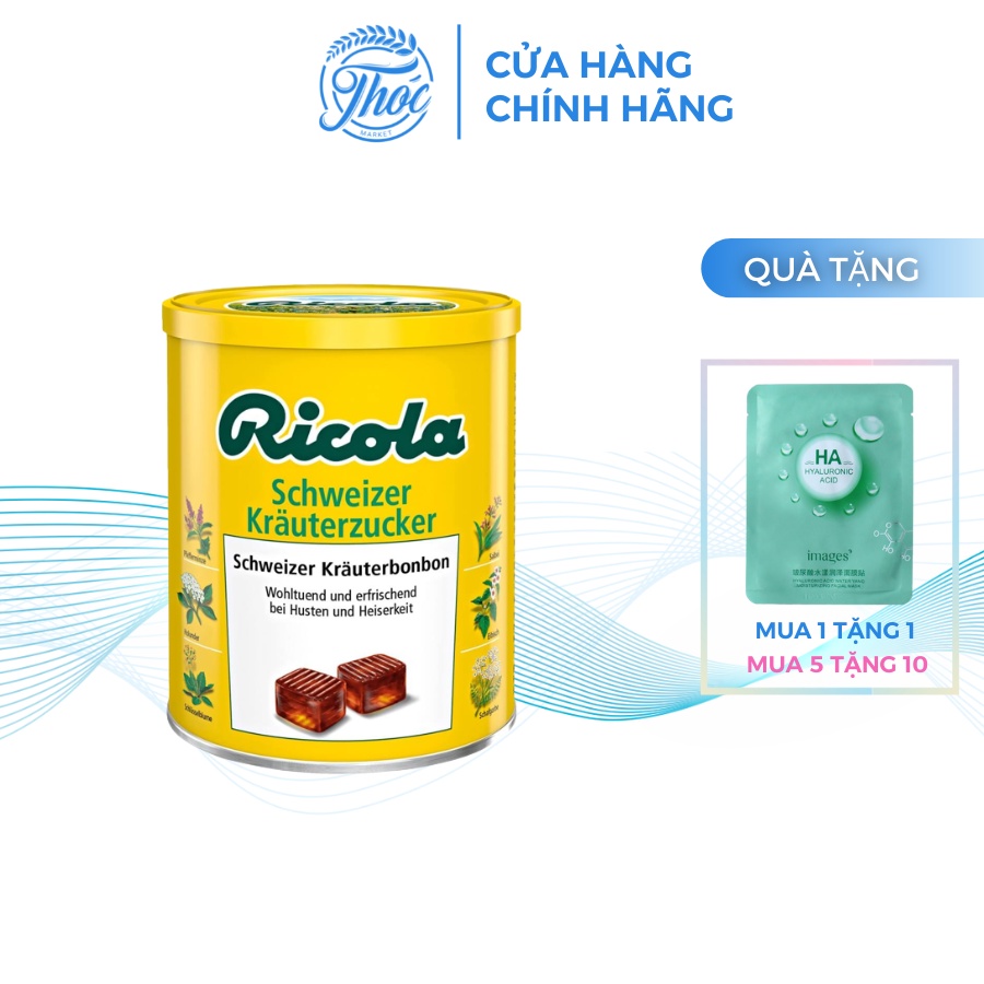 Kẹo ngậm ho thảo mộc Ricola giảm đau rát họng lọ 250gr