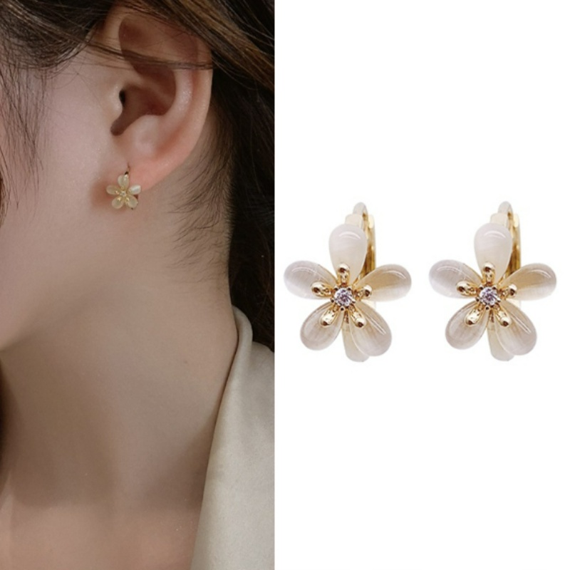 Bông Tai Hình Hoa Đính Đá opal Thời Trang Hàn Quốc Thanh Lịch Cho Nữ