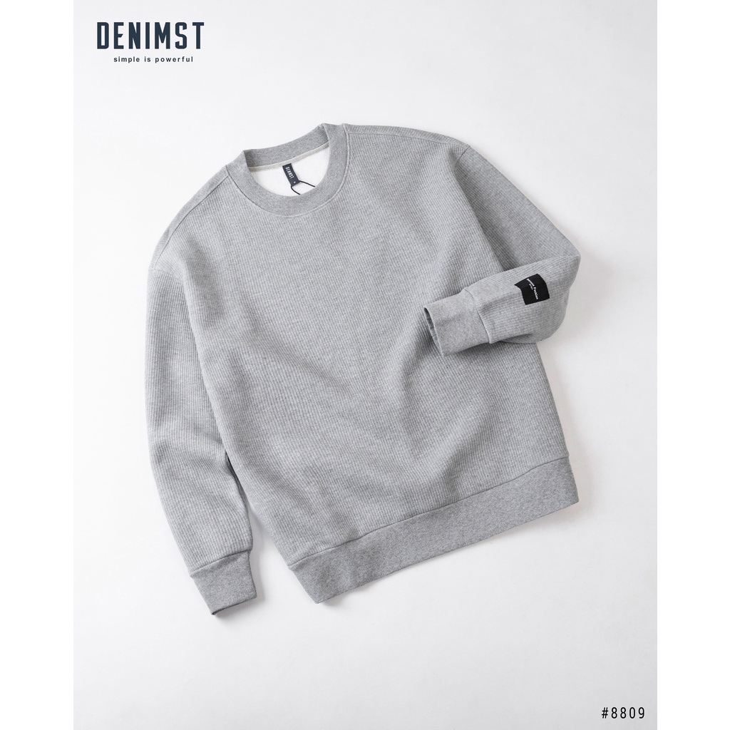 Áo nỉ trơn cổ tròn  lót lông DENIMST 8809, sweater thiết kế đơn giản trẻ trung, form unisex nam nữ