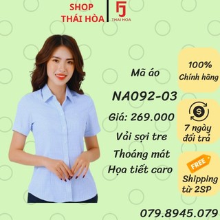 Áo sơ mi Thái Hoà họa tiết caro xanh dương A092-03-01