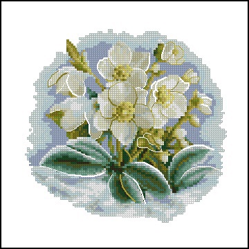 Bộ vật liệu tranh thêu chữ thập mẫu hoa lan 3001 - Vải trắng không in Aida 11ct 25 x 24 cm