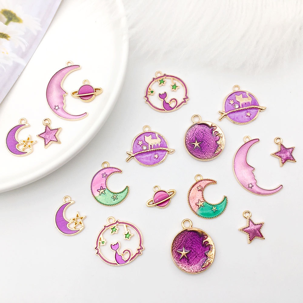 Set 8 Mặt Dây Chuyền Hình Trăng Sao Bằng Hợp Kim Thời Trang