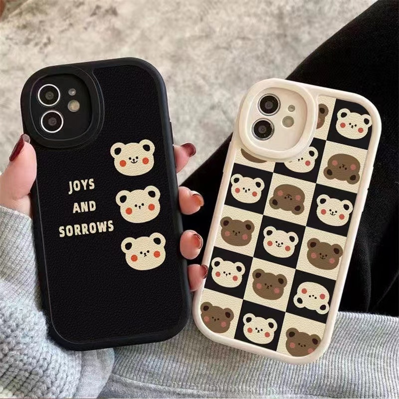 Ốp lưng Oppo Reno 8t 8 8z 7 7z 6 5 4 F11 F9 Pro A94 A96 A93 Cartoon lattice bear soft phone case