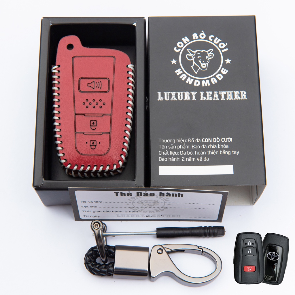 Bao Da Chìa Khoá Toyota Corolla Cross 2020-2022, Da Thật, Giá Tận Xưởng, Khắc Tên & Số ĐT Chủ Xe