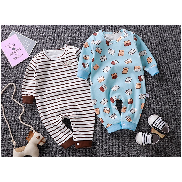 （0-12 tháng mũ miễn phí） Body cộc cho Bé Trai Bé Gái  quần áo Sơ Sinh vải Cotton mềm mịn, Bodysuit cho bé dễ thương