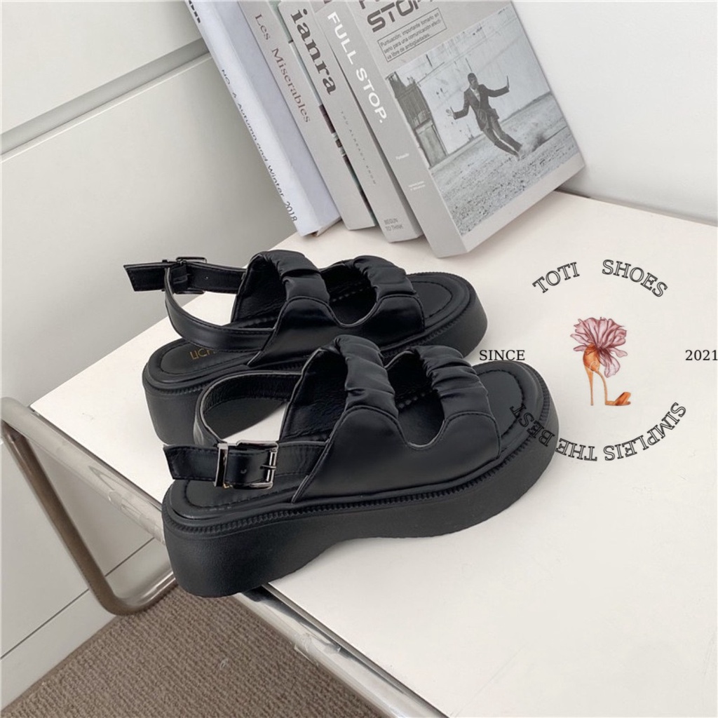 SANDAL XUỒNG TOTIIE STORE - GIÀY THỜI TRANG HAI QUAI NGANG NHÚM BÈO PHONG CÁCH HIỆN ĐẠI ĐẾ ĐỘN S2301010