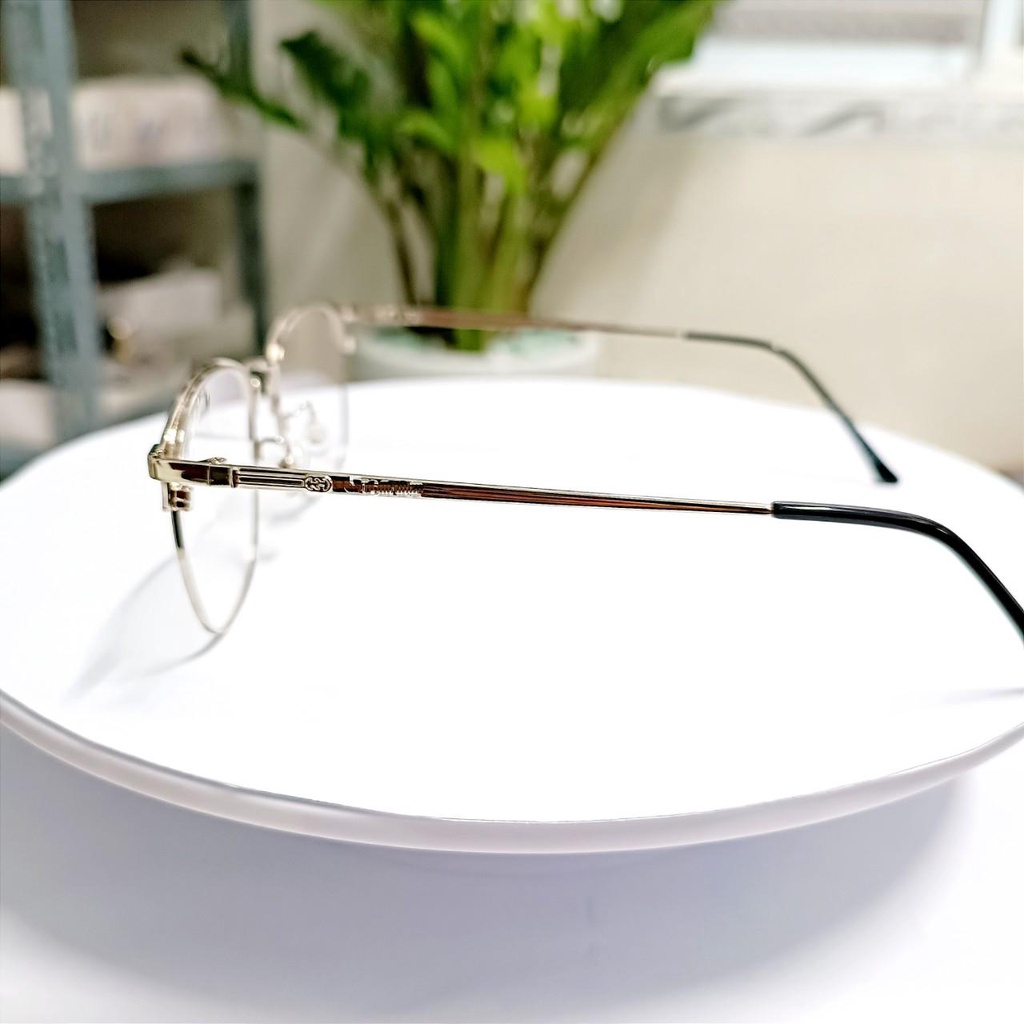 Gọng kính cận 0 độ mặt tròn dành cho nữ kiểu dáng đẹp tặng hộp đựng và khăn lau kính H02