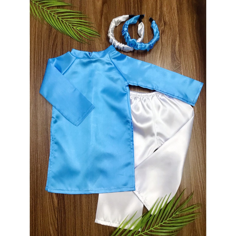 Sỉ Áo Dài Màu Xanh Dương Cho Bé Mầm Non + Quần + Cài Tóc. Bộ Tân Thời Chụp Ảnh Tết, Kỷ Yếu Tại Hà Nội