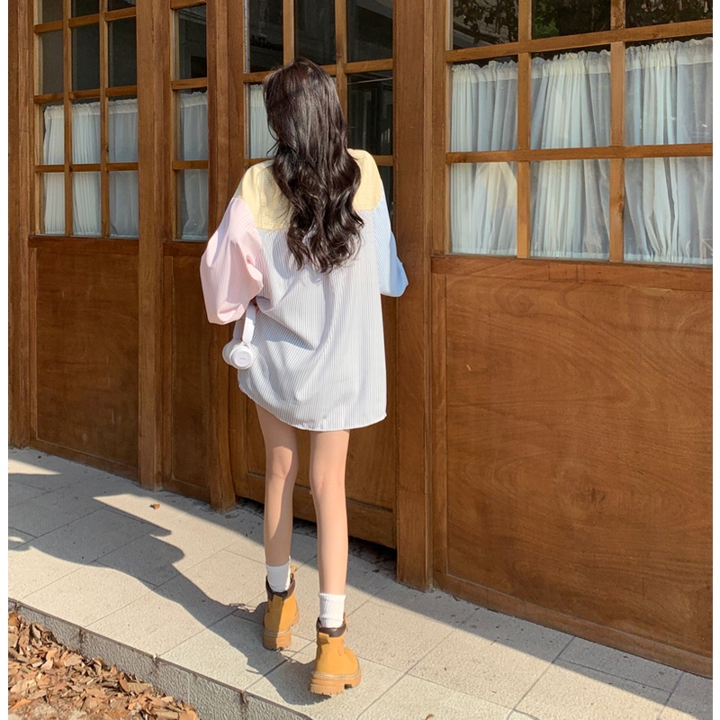 Áo sơ mi SUXI cổ bẻ dáng rộng thời trang mùa xuân cho nữ