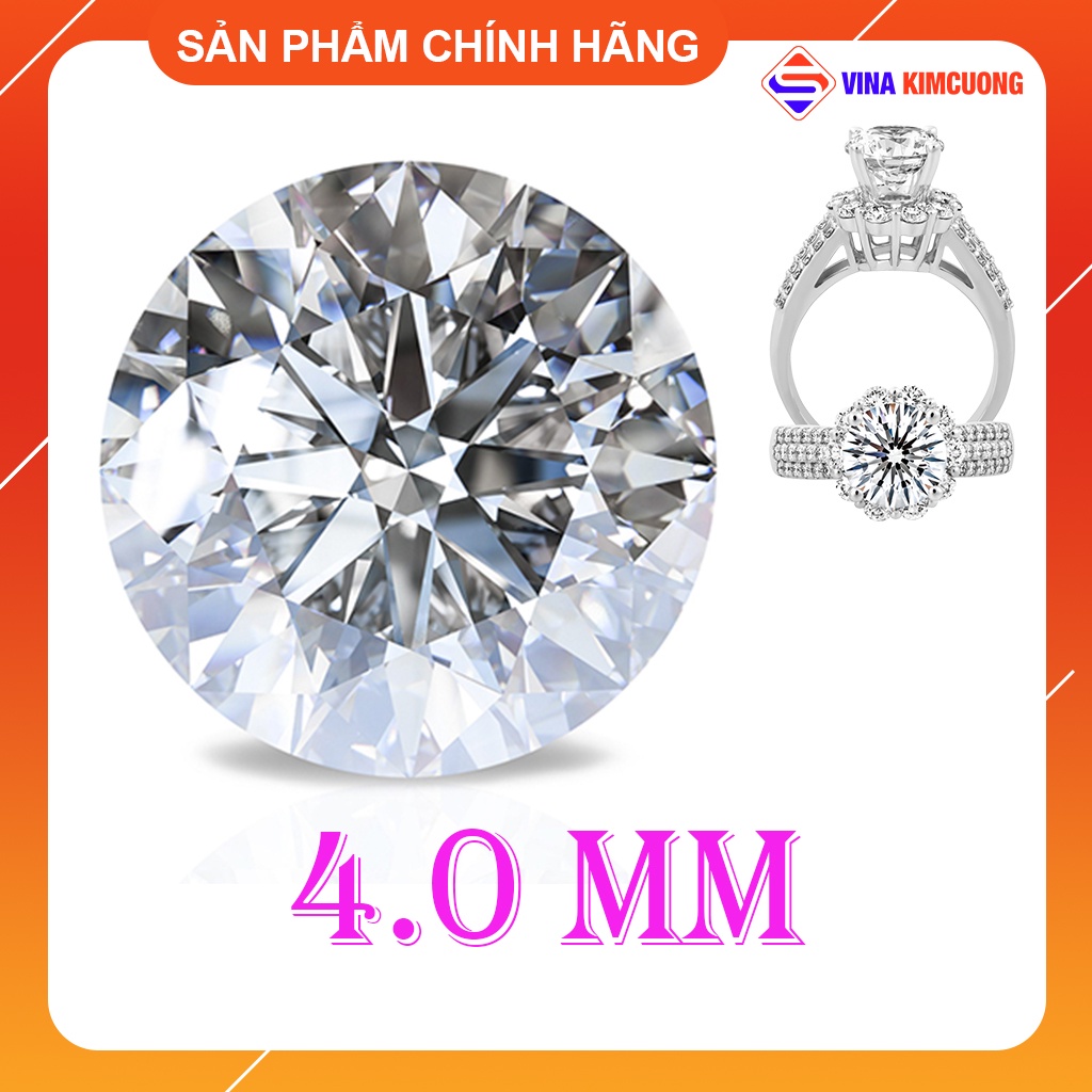 (4.0 ly) Kim cương nhân tạo kim cương moissanite nước D, độ sạch FL, kiểm định GRA, tiêu chuẩn U.S.A