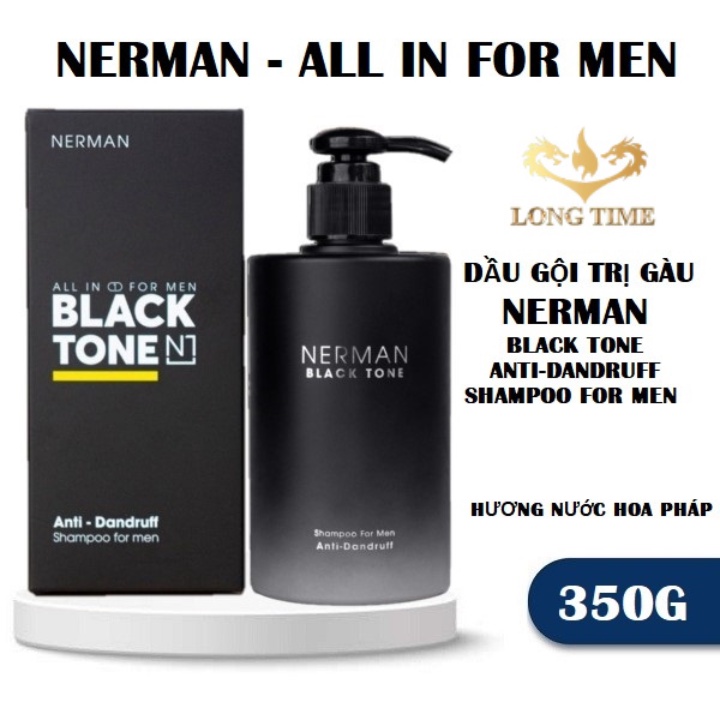 Dầu gội sạch gàu cho nam Nerman Black Tone 350g - Hương nước hoa pháp - Giảm rụng tóc - Sạch dầu nhờn