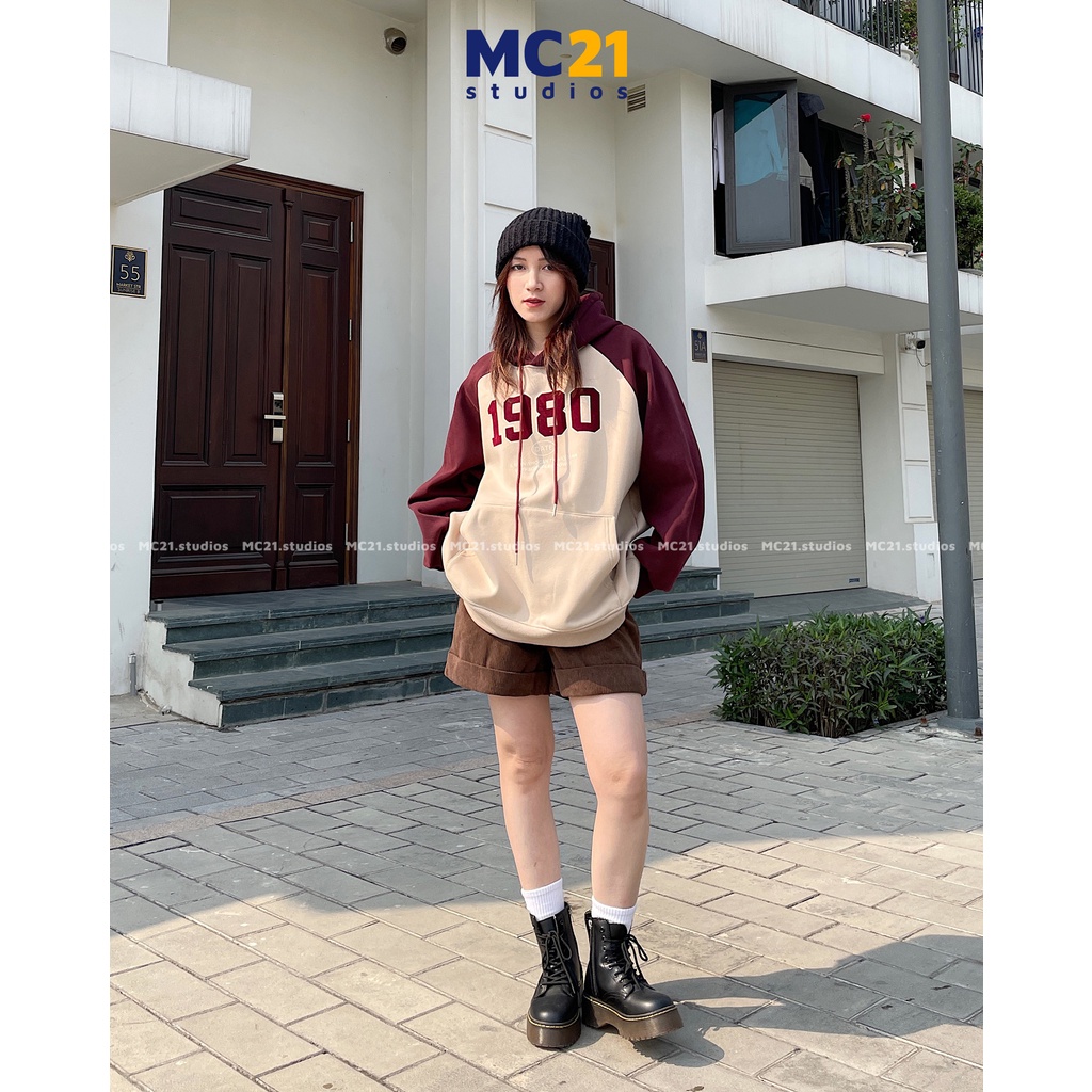 Áo hoodie oversize MC21.STUDIOS Unisex nam nữ form rộng Ulzzang Streetwear Hàn Quốc chất nỉ lót lông dày mịn A3430