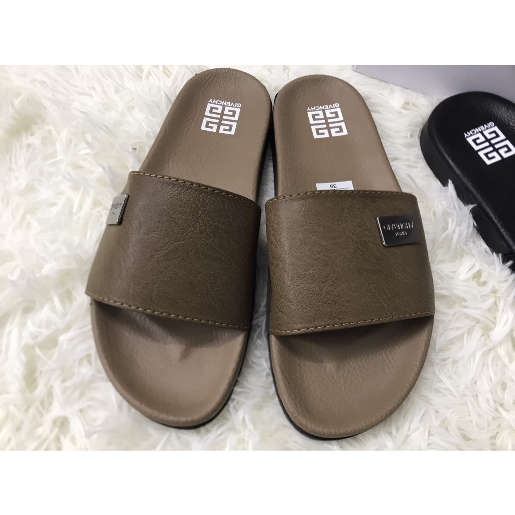 Dép nam Gyvenchy dép nam quai ngang mới nhất quai da đế cao su 2 màu hot kiểu dáng mới lạ full box