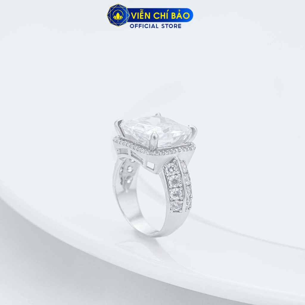 Nhẫn bạc nữ đá vuông to chất liệu bạc Ý thời trang phụ kiện trang sức Viễn Chí Bảo N400207
