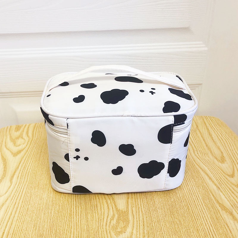 Túi Đựng Mỹ Phẩm Chống Thấm Nước In Họa Tiết Bò Sữa Dễ Thương