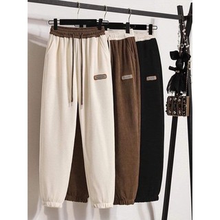 Quần nỉ jogger ống rộng bo gấu nhung tăm mịn cá tính, quần jogger ống rộng bo gấu chất nỉ nhung tăm