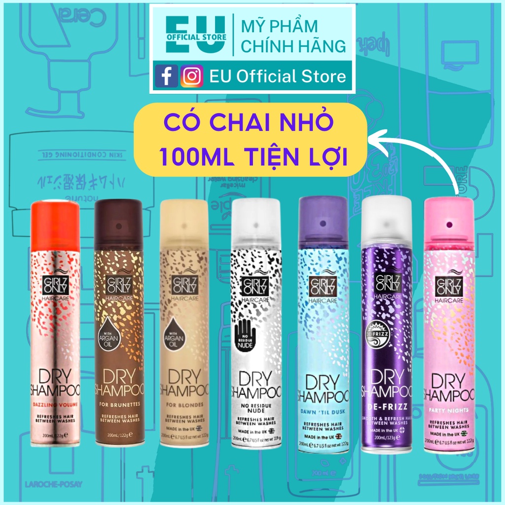 [Loại 200ml] Dầu Gội Khô Girlz Only Party Nights / Dawn 'Til Dusk / Dazzling Volume / No Residue Nude 200ml | BigBuy360 - bigbuy360.vn