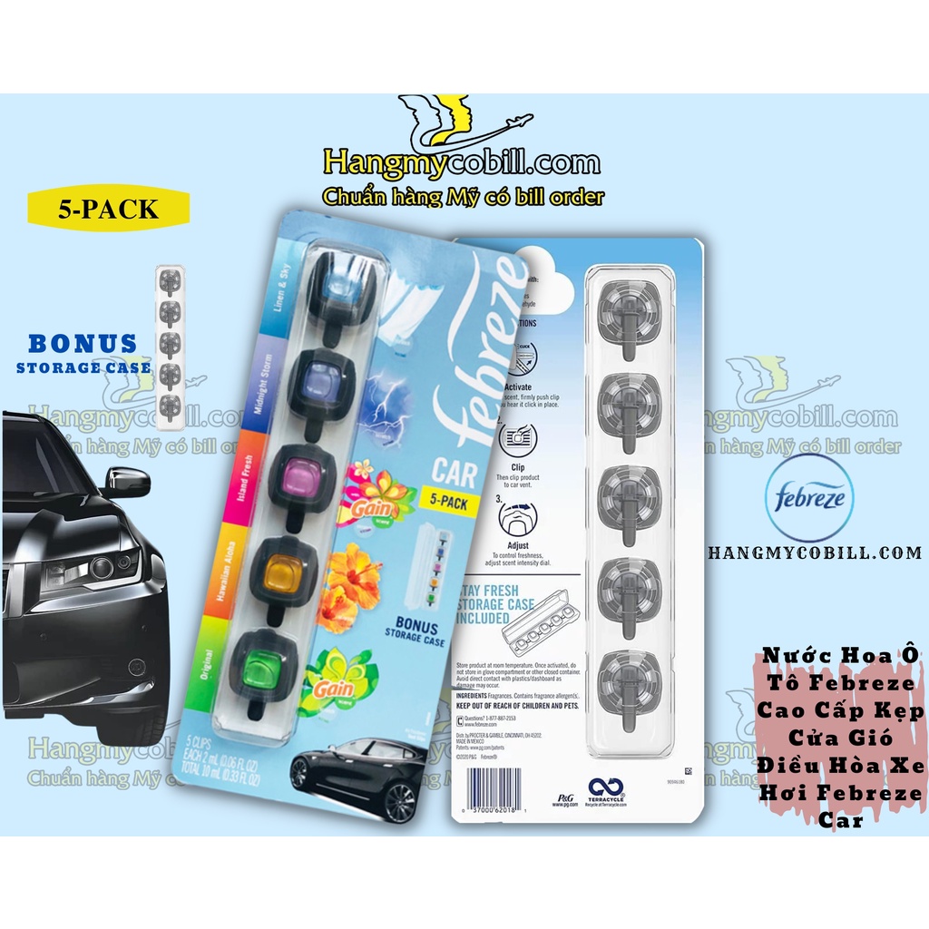 Nước Hoa Ô Tô Febreze Cao Cấp Kẹp Cửa Gió Điều Hòa Xe Hơi Febreze Car